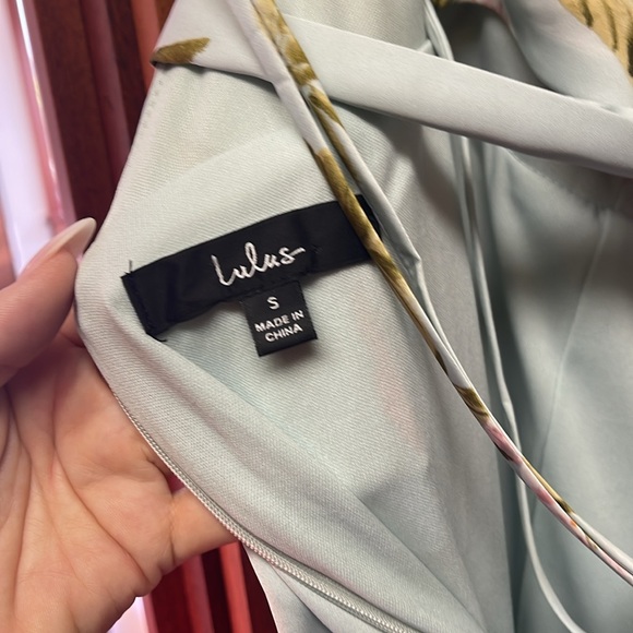 Lulus Still the One Floral Faux Wrap Dress, EUC, Size Small, Sage green color - Picture 5 of 13